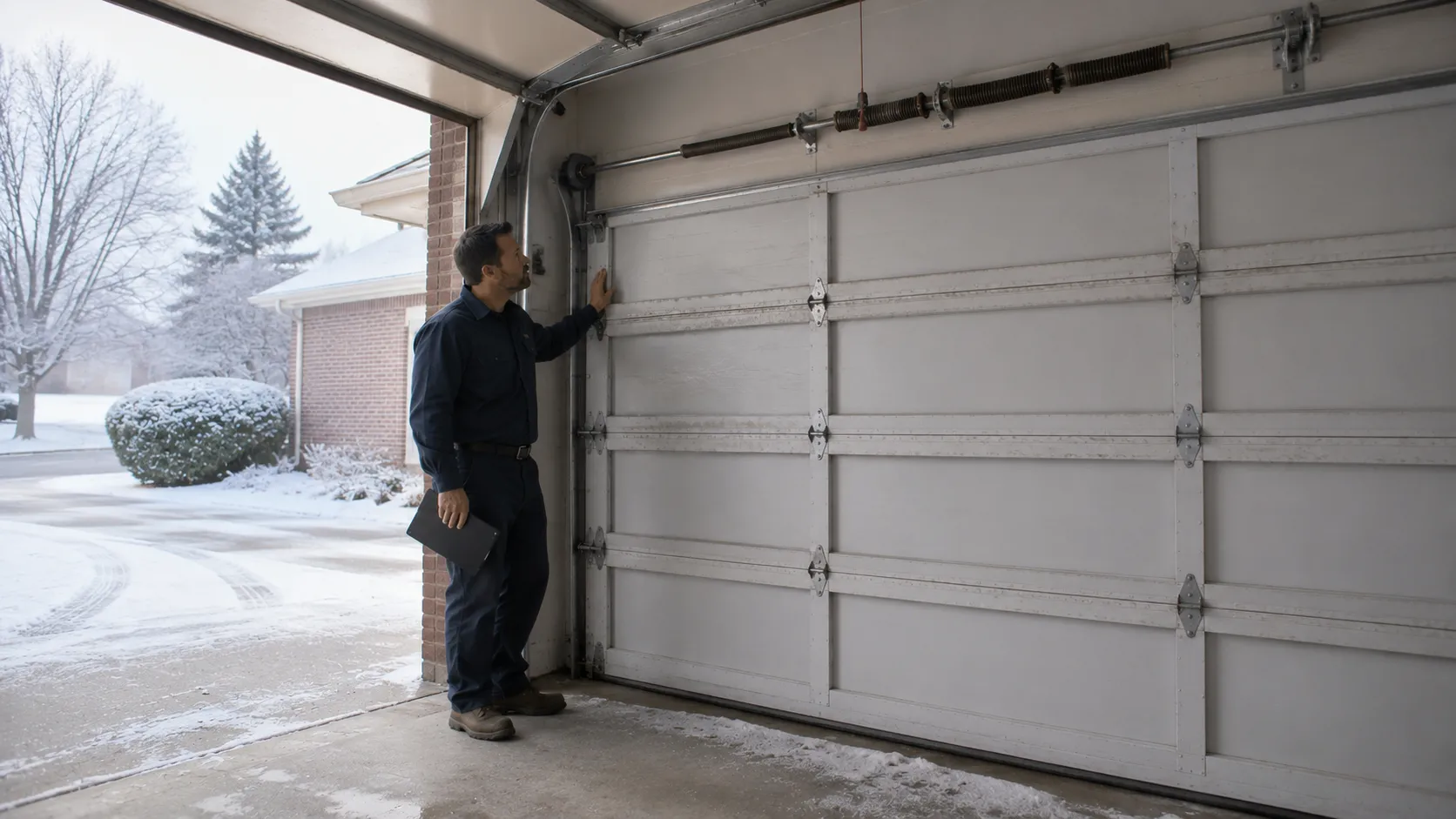 Garage door detail illustrating what actually happens to a garage door spring in chantilly's cold
