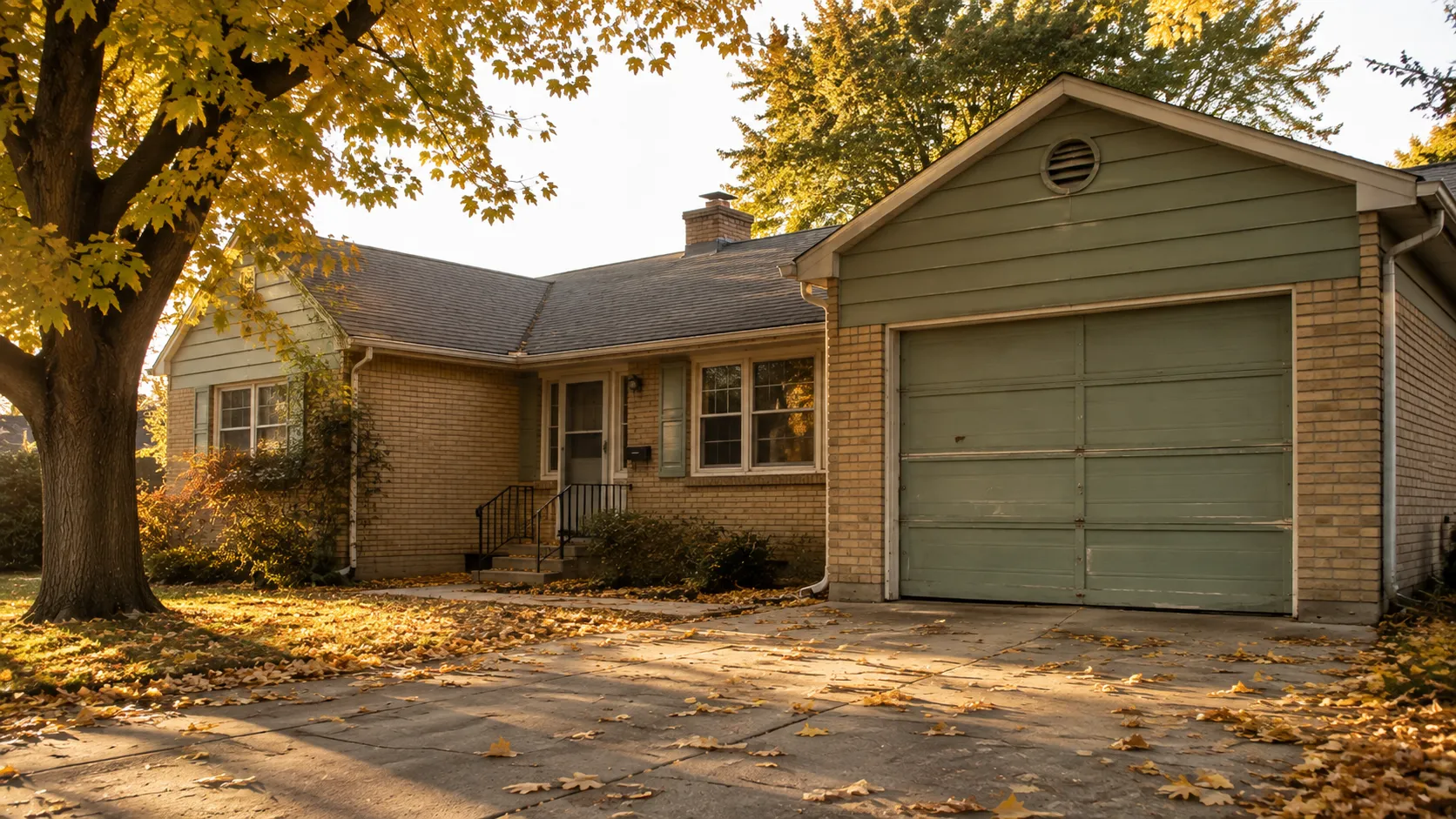 Older Chantilly Virginia garage door being inspected for repair or replacement