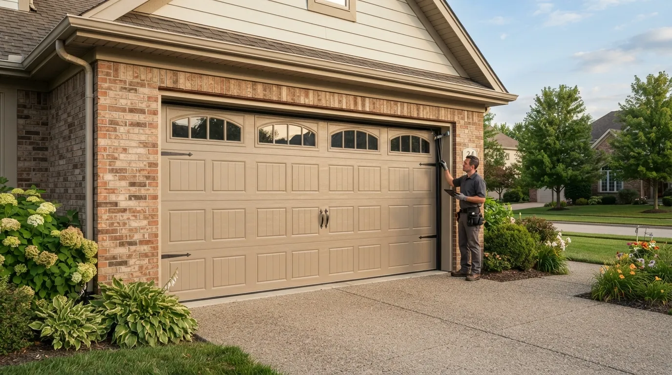 New residential garage door installed on a Chantilly Virginia home